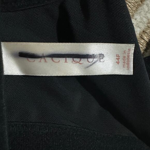 Cacique Black So Light Lightly Lined T-Shirt Bra Logo Strap Full Coverage 44F - Picture 3 of 6